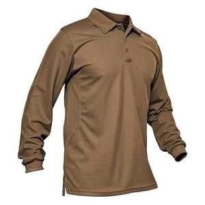 Camisas Tácticas de Piqué 100% Poliéster para Hombre, Camisas Tácticas de Manga Larga de Secado Rápido, 3 Botones, Sólidas, Antiarrugas - Product Image 6