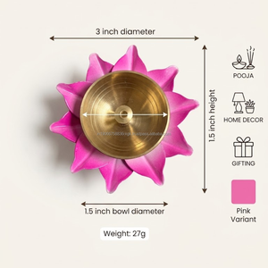 Portavelas Decorativo de Latón Rosa, Lámpara de Aceite para Mesa de Comedor, Iluminación Ambiental y Decoración del Hogar - Product Image 3