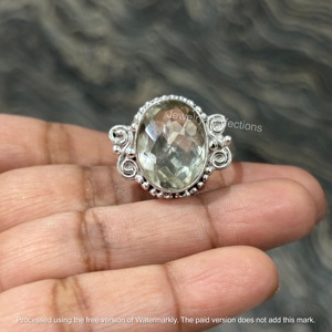 Anillos de Amatista Verde Natural Hechos a Mano con Baño de Plata sobre Latón para Mujer, Venta al Por Mayor para Fiestas, Precio de Fábrica, Joyería de Alta Calidad - Product Image 4