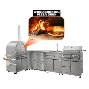 TMG Living Kitchen Pro Series - Set Cucina Modulare da Esterno in Acciaio Inossidabile a 7 Pezzi con Frigorifero da 35 Pollici e Barbecue da 32 Pollici con 4 Supporti a B - Product Image 3