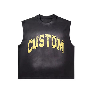 เสื้อกล้ามคอกลมโอเวอร์ไซส์ พิมพ์ลายดิจิตอลแบบกำหนดเอง ผ้าฝ้ายพรีเมียม 100% แห้งเร็ว ระบายอากาศได้ดี เป็นมิตรกับสิ่งแวดล้อม สำหรับผู้ชาย - Product Image 2