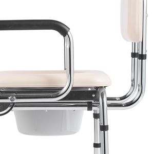 Sedia Comoda Leggera con Sedile Imbottito, Altezza Regolabile a 7 Livelli, Secchio Rimovibile da 5,8L, Braccioli Ribaltabili - Facile Montaggio - Product Image 5