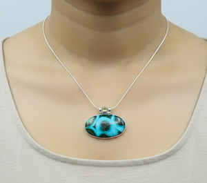 <b>Top</b> Quality Malachite Chrysocolla Peridot Gemstone Pendant 925 Sterling Silver <b>Rose</b> Gold Plated Handmade Jewelry Women Unisex - Product Image 2