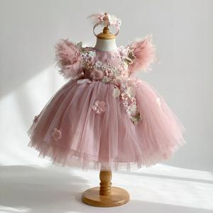 ชุดเดรสเจ้าหญิงผีเสื้อสีชมพูอ่อนหวาน ผ้าทูลล์นุ่มสบาย ซับในอย่างดี ผ้าปลอดภัย ชุดเดรสสำหรับงานปาร์ตี้เด็กผู้หญิง ขายส่งราคาถูก - Product Image 1