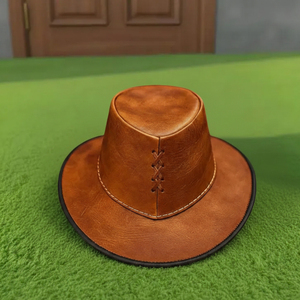 Premium Quality custom made Handmade Brown Leather Cowboy <b>Hat</b> Gothic Steampunk <b>Western</b> Outback Style - Product Image 1