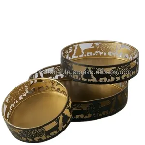 Juego de Bandejas Decorativas de Metal con Estampado Animal, Diseño Zen Asiático, Paquete de Varias Piezas, Función Táctil, para Sala de Estar - Product Image 1