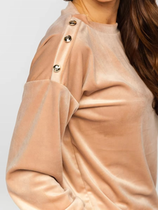 Conjunto Deportivo de Terciopelo para Mujer, Invierno, Color Sólido, 2 Piezas, Sudadera y Pantalones de Terciopelo, Ajuste Cómodo, OEM - Product Image 3