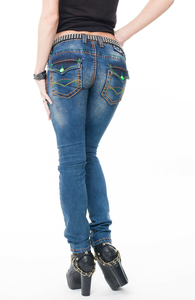 Jeans acampanados de cintura alta y color sólido para mujer con logotipo personalizado, pantalones de mezclilla para damas. - Product Image 4