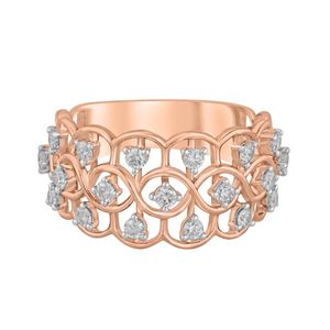 Anillo de cóctel de oro rosa con corazón y diamante redondo cultivado en laboratorio con diseño calado - Product Image 2