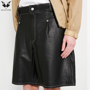 Pantalones Cortos de Lona Ecológica de Primera Calidad, Cómodos y de Corte Holgado para Hombre, con Detalles en Cuero PU, Estilo Urbano, Personalizables - Product Image 2