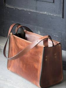 Bolso de Hombro Rectangular Estructurado de Cuero Genuino Marrón Oscuro con Diseño Vintage y Patrón de Caramelos, con Dos Cierres, para Mujer, Uso Diario Informal - Product Image 4