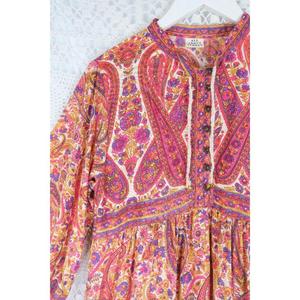 Robe longue bohème à fleurs pour femme, manches longues, imprimé vintage, coupe ample, décontractée, pour la plage ou les vacances - Product Image 3