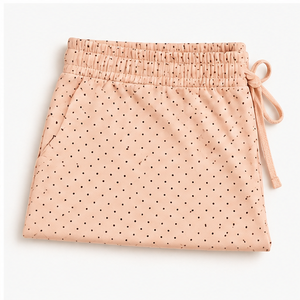 Shorts de détente amples et fluides pour femme, en jersey viscose-coton, à pois pêche doux, avec cordon de serrage, WPSHORT-0011 - Product Image 4