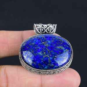 Collier pendentif en argent sterling 925 fait main avec lapis-lazuli, bijoux bohèmes vintage, pierres précieuses naturelles, vente en gros - Product Image 1