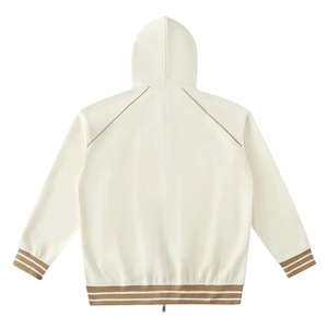 Sweat-shirt à capuche zippé pour homme, couleur unie, coupe décontractée, vêtement d'automne, manches raglan, coton tricoté - Product Image 2