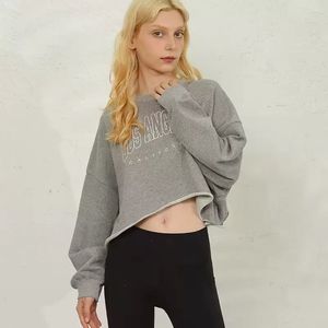 Women's Oversized Drop-Shoulder Crew Neck Sweatshirt <b>Asymmetric</b> <b>Hem</b> Solid White Full Sleeve Knitted Cotton Autumn Wear - Product Image 5