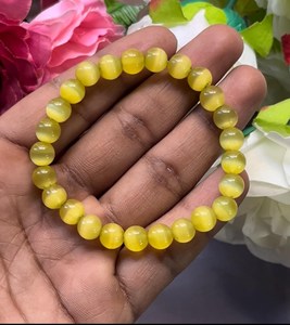 Natural Amber Beaded <b>Bracelet</b> Round Yellow Classic Style Unisex Gift Jewelry - Product Image 2