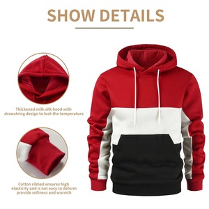 Sudadera con Capucha para Hombre, con Cordón Ajustable, Diseño de Bloques de Color, con Bolsillo, Impresión de Logotipo Personalizada - Product Image 3