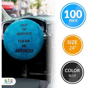 40 GSM tamaño 24 pulgadas azul cubierta del volante del coche paquete 100 'OUT SERVICE' cubierta del mensaje PP + PE Material 40 cubierta del volante - Product Image 2