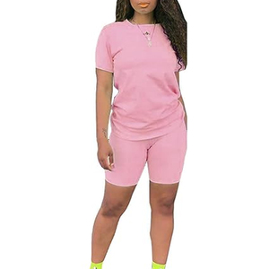 Conjunto de Ropa Casual de Una Pieza para Mujer, Romper Elástico con Bloques de Color, Manga Corta, Pantalones Cortos Tipo Biker, Camuflaje - Product Image 5