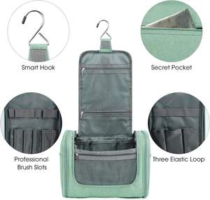 Bolsa de Aseo Colgante Grande Resistente al Agua, Organizador de Maquillaje y Cosméticos de Viaje para Mujeres y Hombres, Verde, con Espacio para Tijeras de Pelo - Product Image 4