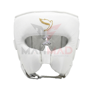 Ensemble de boxe White Fly comprenant des gants à lacets, un protège-tête et un protège-guêtres pour adultes, équipement de sparring en cuir respirant - Product Image 5