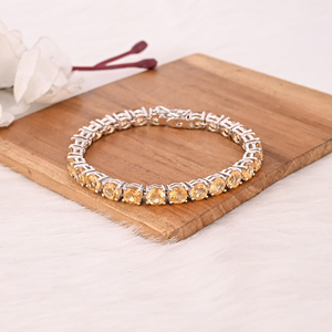 Premium 925 Sterling Silver Natural Citrine Tennis <b>Bracelet</b> Unisex Fine Jewelry - Product Image 1