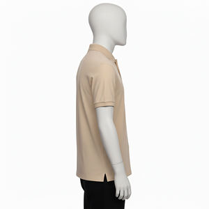 Polo Beige Liso para Hombre, Manga Corta, Informal, Verano, Básico, Personalizable con Logotipo, OEM, ODM, Ropa al por Mayor - Product Image 3