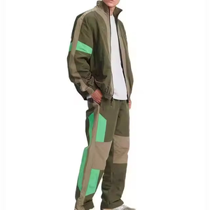 Ensemble de survêtement marron pour homme, manches longues, taille élastique, couleur unie, vêtements de sport décontractés, pour le printemps, respirant, léger, polyester/coton - Product Image 3