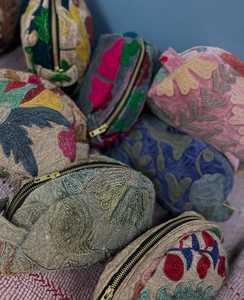 New Block Print Multicolor Floral Print Quilted Makeup Bag Cotton Cosmetic Travel Bag Women Toiletry Bag - Product Image 5