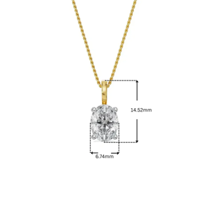 Pendentif en diamant ovale de 1,5 carat cultivé en laboratoire, or marqué BIS, certifié IGI, style solitaire élégant, bijoux fins, collier minimaliste - Product Image 2