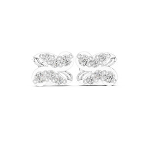 Boucles d'oreilles de fiançailles en or blanc 14 carats avec diamant rond cultivé en laboratoire pour femmes |   Nouveau diamant cultivé - Product Image 1