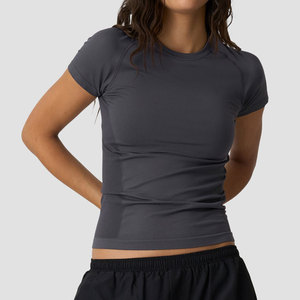 Ropa Deportiva de Bajo Precio, Material Spandex/Poliéster, Camiseta Lisa para Mujer, Ropa de Gimnasio, Compresión, Ropa de Entrenamiento al Aire Libre - Product Image 3