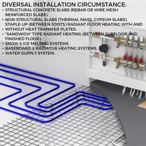 Tubo PEX HDPE Blu da 500 Piedi Senza Barriere per Impianti Idraulici e Riscaldamento a Pavimento Radiante - Product Image 4