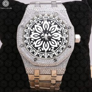 Montre de luxe pour homme Charm Jewells en acier inoxydable avec accent diamant, mouvement mécanique analogique, boîtier carré de 40 mm, verre saphir - Product Image 2