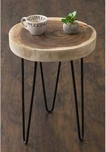 Table d'appoint en fer avec plateau en bois, adaptée aux intérieurs, s'harmonisant avec les styles de maison modernes, traditionnels et éclectiques - Product Image 6
