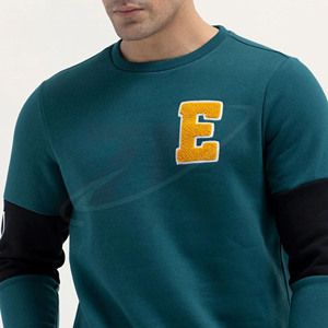 Suéter de Punto Verde para Hombre, Cuello Redondo, Letra E Bordada, Sudadera Informal de Corte Regular, Ropa de Otoño, Impresión de Logotipo Personalizado - Product Image 4