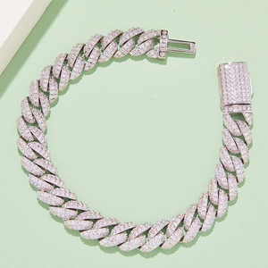 Pulsera de Plata de Ley 925 con Cadena Cubana, Estilo Hip Hop, con Moissanita VVS Cultivada en Laboratorio, Unisex, Certificada por IGI - Product Image 4