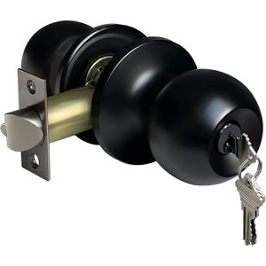 Maniglia per Porta in Metallo Nero Opaco con Serratura a Chiave per Ingressi e Finestre - Product Image 1