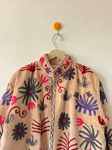 Luxury Floral Velvet Suzani <b>Jacket</b> <b>Women</b> Embroidered Luxury Stand Collar Bohemian Full Sleeve <b>Spring</b> Outerwear - Product Image 2