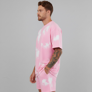 Yourbrand Men's Pink Tie Dye T-Shirt <b>Set</b> Crew Neck Casual Summer Wear 100% Cotton <b>Knitted</b> Short Sleeve Streetwear Men Summer <b>Set</b> - Product Image 5