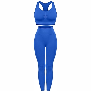 Good Quality High Stretch Solid Plus Size Workout Clothing <b>Women</b> Gym Activewear Set Training Sports Seamless Fitness Yoga Sets - Product Image 1