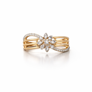 Namivaa – bague multicouche en or 18 carats avec zircons cubiques, motif floral, design élégant pour femmes, bijoux fins pour mariage, fiançailles, fête - Product Image 1