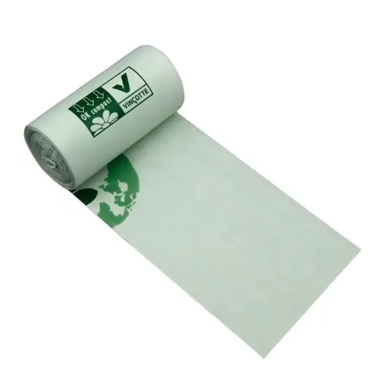 Biyo-tabanlı Compostable plastik poşetler çekirdeksiz rulo çöp paketleme çantası özel Logo çevre dostu çanta yeşil ambalaj