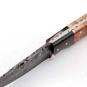 Cuchillo de caza Damasco con diseño ligero y mango de madera lisa, cuchillo de caza de acero Damasco - Product Image 3
