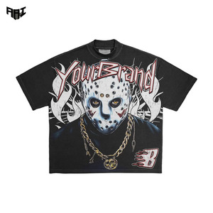 Camisetas de Hombre con Estampado Gráfico Personalizado, Estilo Urbano, Algodón Grueso, Corte Holgado Informal, Cuello Redondo, Proveedor de Ropa al Por Mayor - Product Image 1