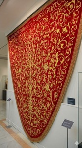 High Quality Handmade Embroidery Tapestry <b>Red</b> Velvet Fabric Custom Size Wall Hanging Embroidered Tapestry - Product Image 3