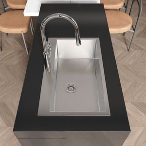 Lavello da cucina singolo da incasso in acciaio inox 304 satinato, 81x48x25 cm, a forma quadrata, spesso, per uso domestico - Product Image 5