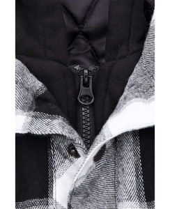 Mens Quilted Lined Corduroy Shirt <b>Jacket</b> Hood Warm Winter Plaid Cotton Blend Coat Custom Design Outdoor Casual Embossed Button - Product Image 3