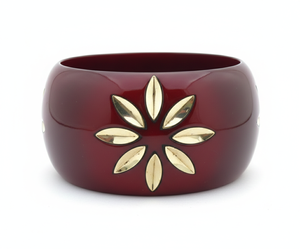 Bracelet en laiton incrusté de résine – Bracelet personnalisé couleur brillante, laiton doré avec incrustation florale, bracelet de luxe, vente en gros - Product Image 1